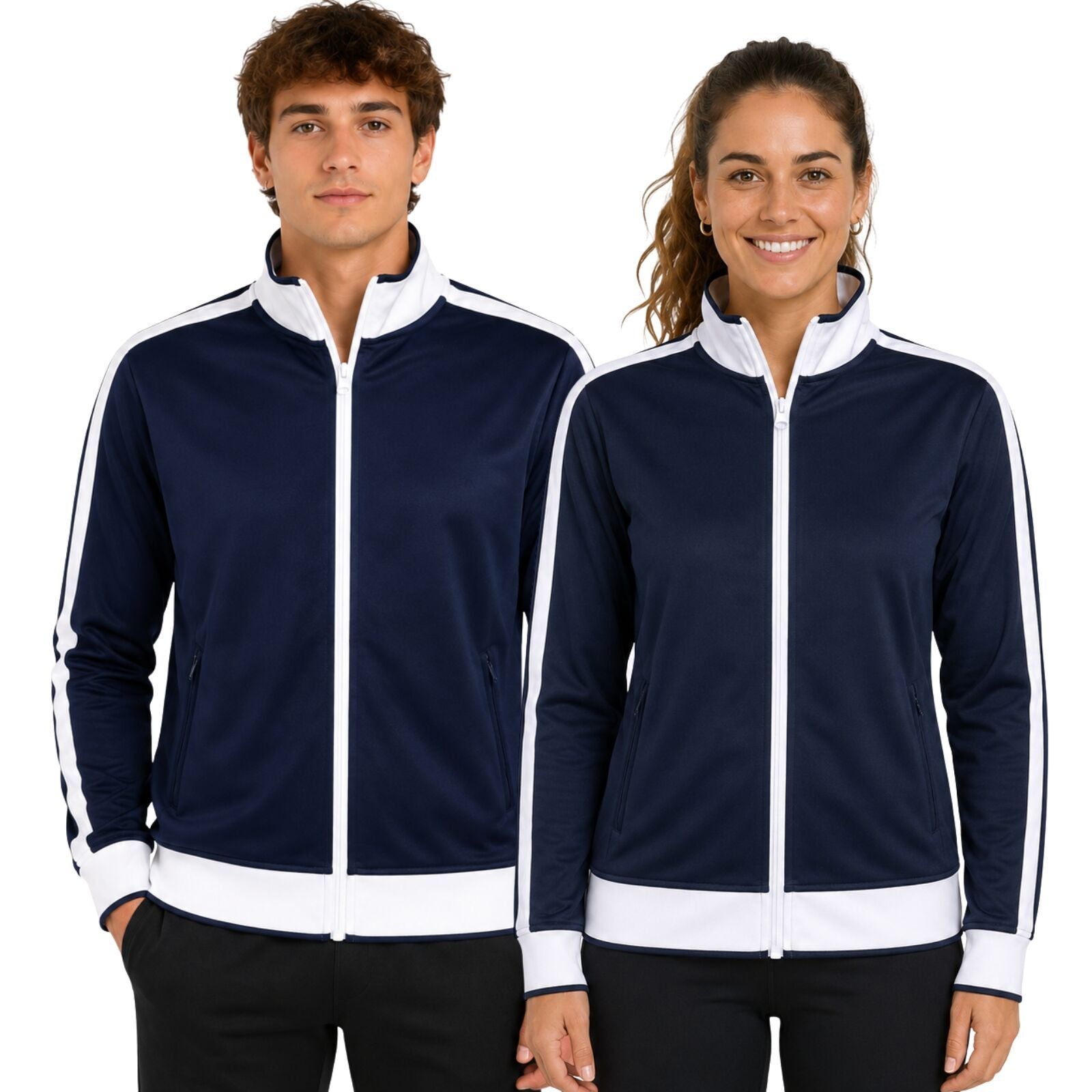 Track Top Jacket Full Zip Tracksuit Varsity Jumper Warm Winter - Navy/White - S (6-8) V563-B30-NAWH-S