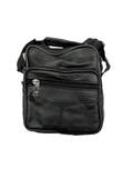 Small Genuine Leather Messenger Bag Shoulder Travel Satchel Crossbody Sling V563-B4002N-BLACK