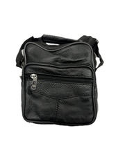 Small Genuine Leather Messenger Bag Shoulder Travel Satchel Crossbody Sling V563-B4002N-BLACK