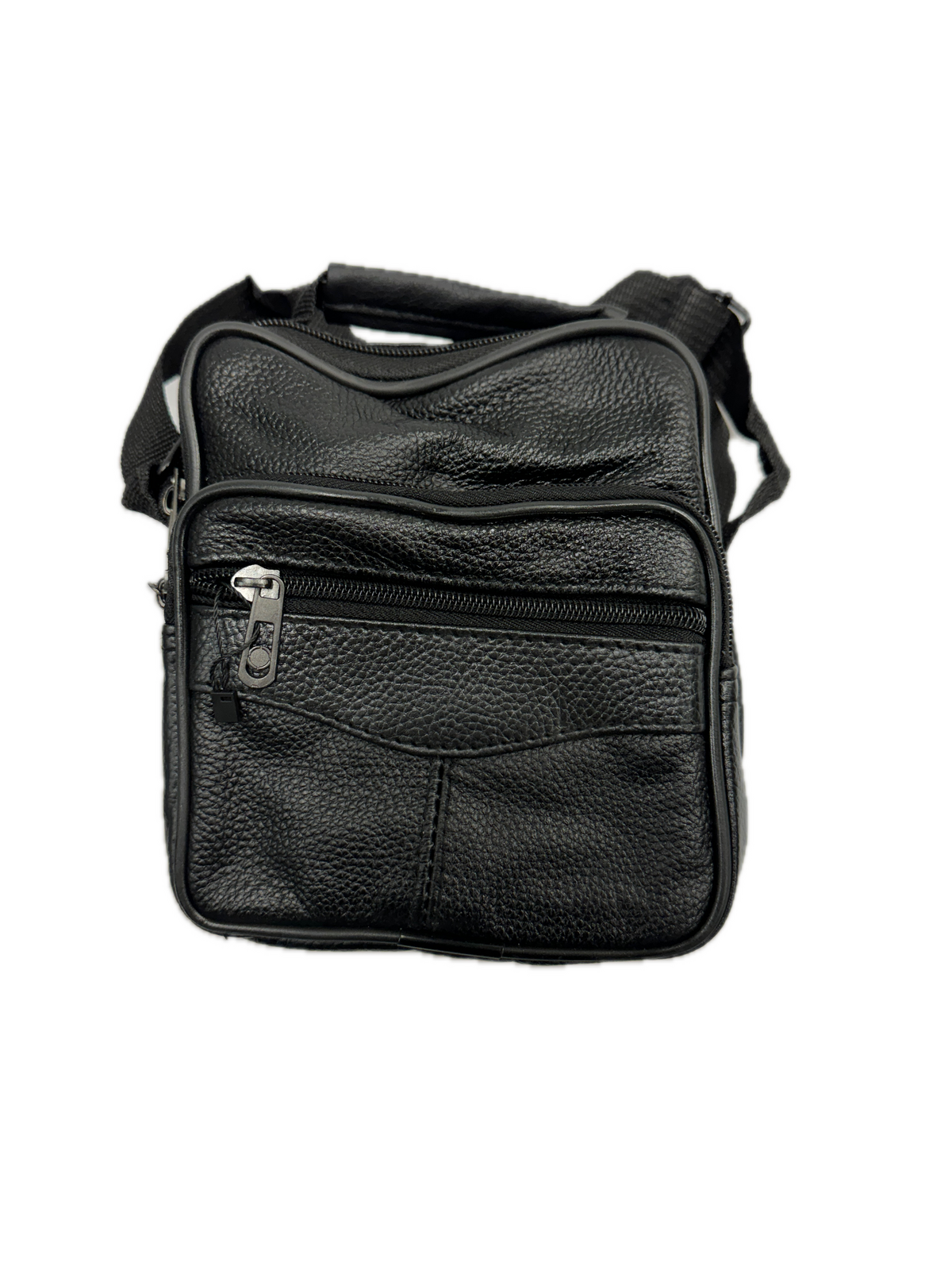 Small Genuine Leather Messenger Bag Shoulder Travel Satchel Crossbody Sling V563-B4002N-BLACK