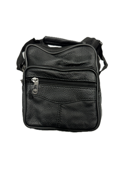 Small Genuine Leather Messenger Bag Shoulder Travel Satchel Crossbody Sling V563-B4002N-BLACK