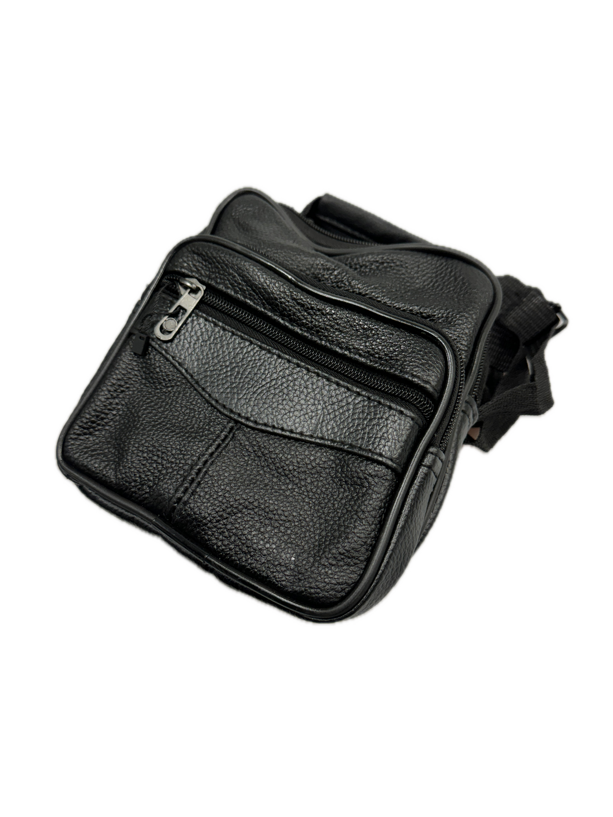 Small Genuine Leather Messenger Bag Shoulder Travel Satchel Crossbody Sling V563-B4002N-BLACK