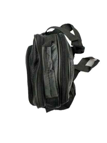Small Genuine Leather Messenger Bag Shoulder Travel Satchel Crossbody Sling V563-B4002N-BLACK