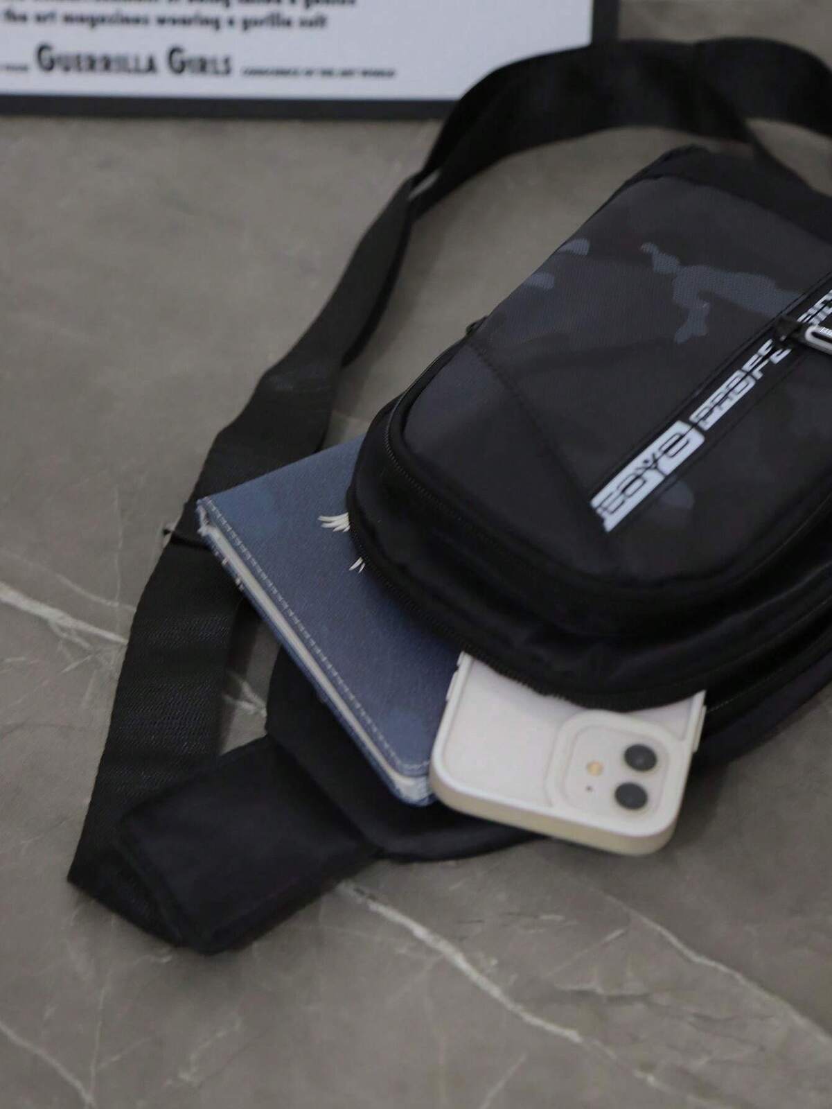 Mens Crossbody Sling Casual Chest Bag in Black V563-B527