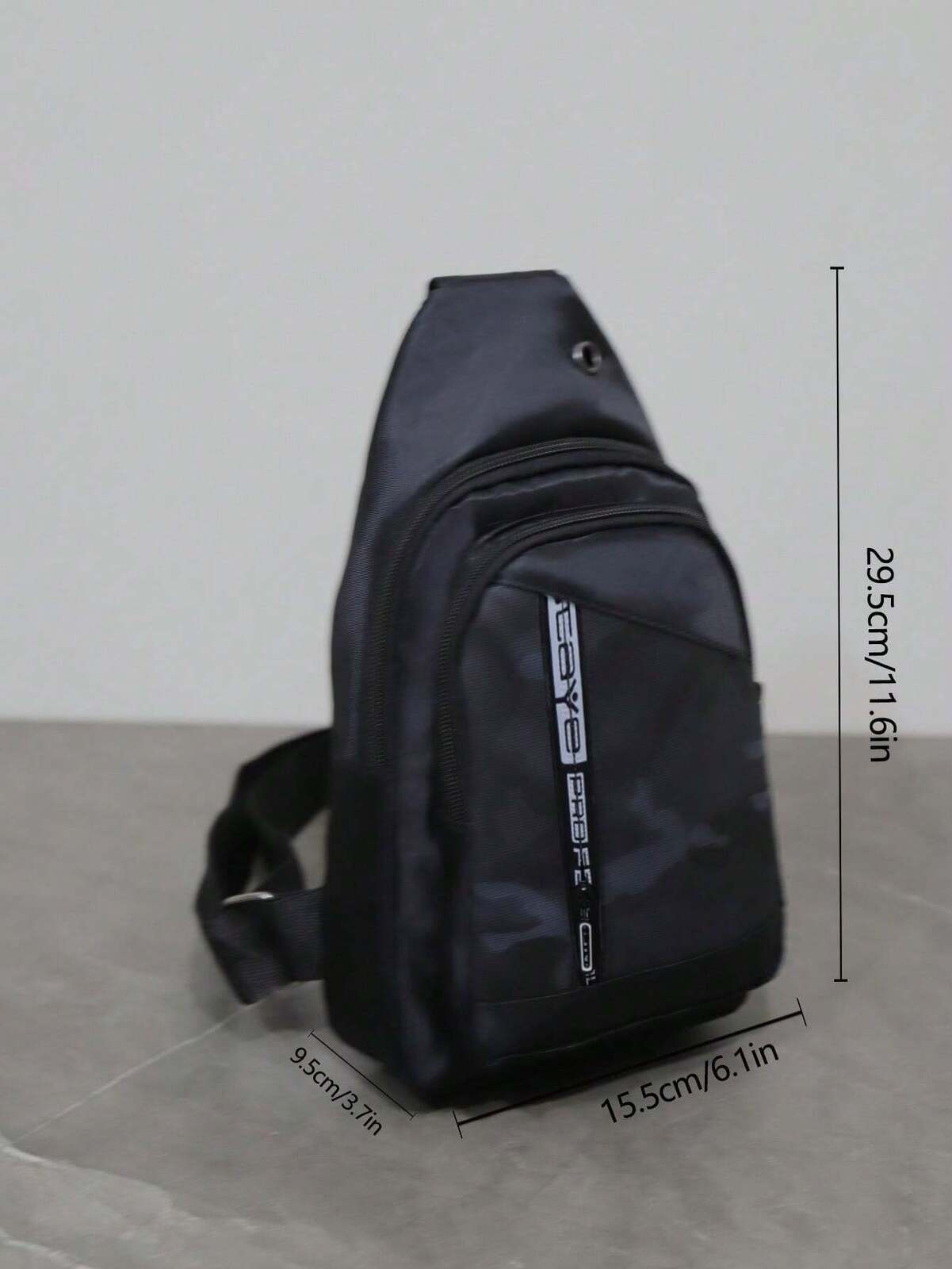 Mens Crossbody Sling Casual Chest Bag in Black V563-B527