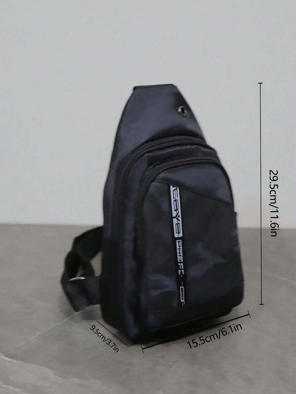 Mens Crossbody Sling Casual Chest Bag in Black V563-B527