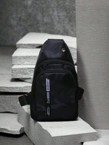 Mens Crossbody Sling Casual Chest Bag in Black V563-B527