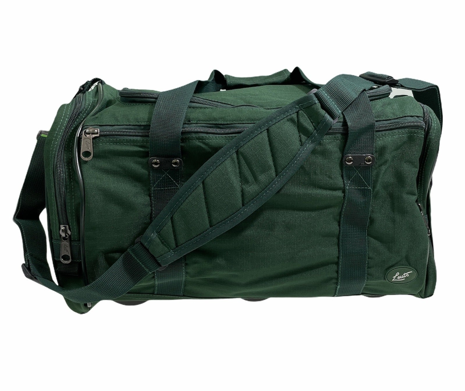44L Foldable Duffel Bag Travel Gym Sports DZip Top Shoulder Strap - Bottle Green V563-B8115-BOTTLE