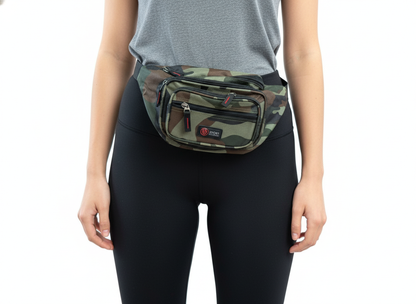 Canvas CAMO BUM BAG Camouflage Waist Travel Belt Wallet Money Security Zips V563-B9901025