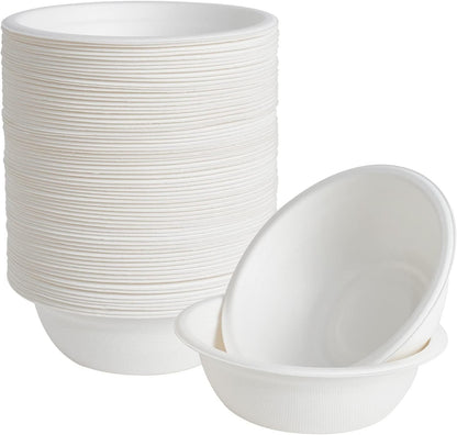 600pcs Disposable Sugarcane Bagasse Round Bowls - 18cm (450ml) - Bulk V563-BA1811-30-20PK