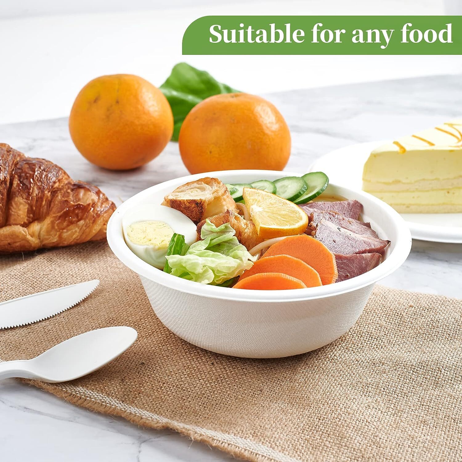 600pcs Disposable Sugarcane Bagasse Round Bowls - 18cm (450ml) - Bulk V563-BA1811-30-20PK