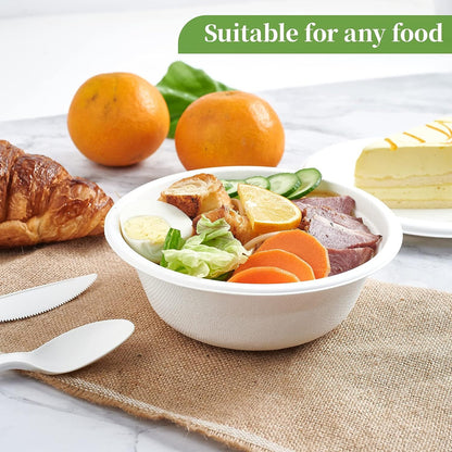 600pcs Disposable Sugarcane Bagasse Round Bowls - 18cm (450ml) - Bulk V563-BA1811-30-20PK