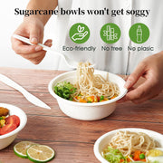 600pcs Disposable Sugarcane Bagasse Round Bowls - 18cm (450ml) - Bulk V563-BA1811-30-20PK