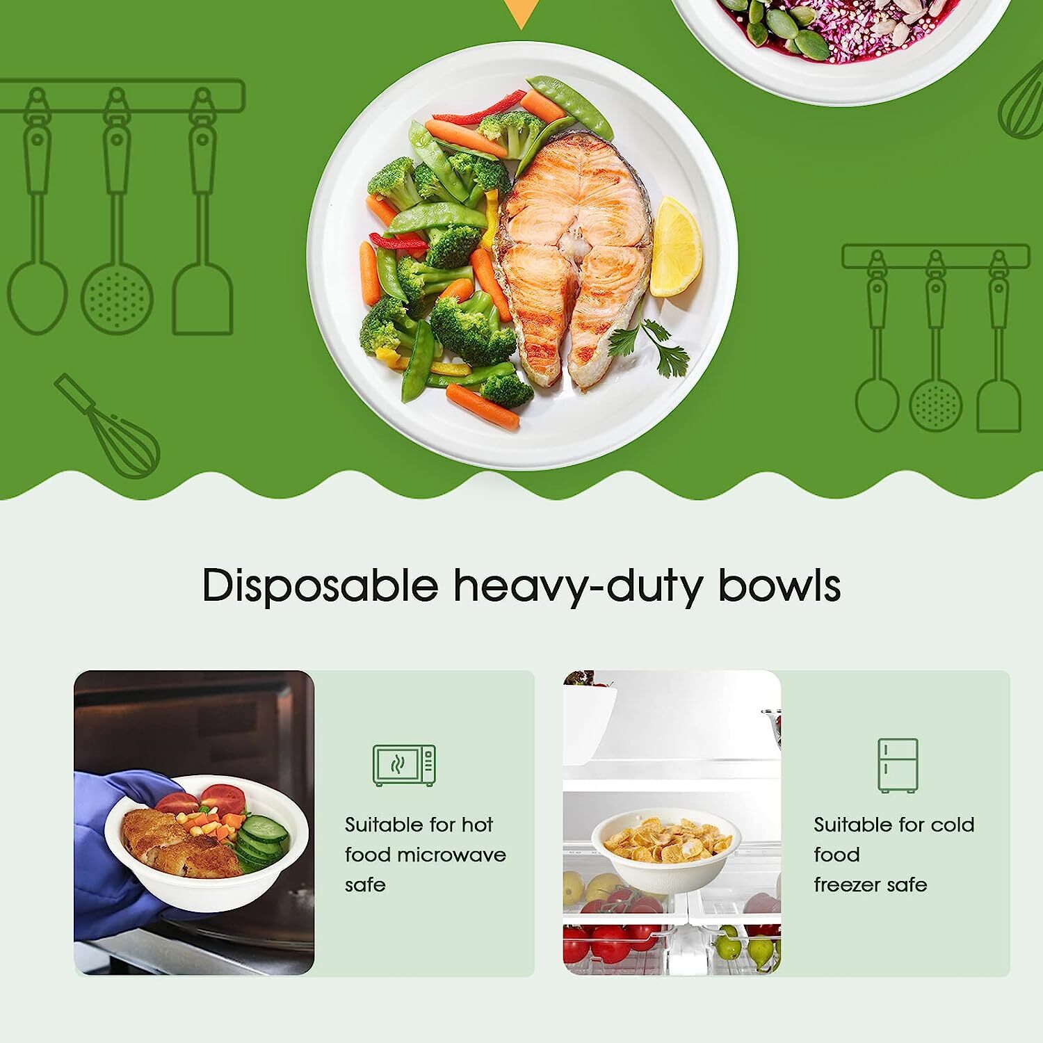 600pcs Disposable Sugarcane Bagasse Round Bowls - 18cm (450ml) - Bulk V563-BA1811-30-20PK