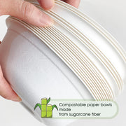 600pcs Disposable Sugarcane Bagasse Round Bowls - 18cm (450ml) - Bulk V563-BA1811-30-20PK