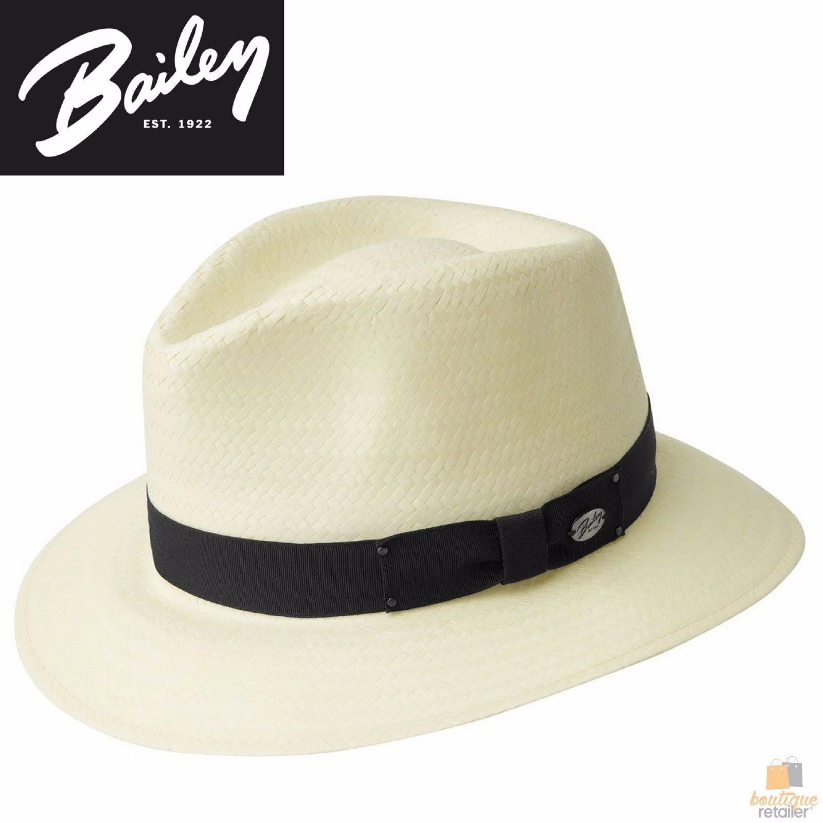 BAILEY Spencer Lite Straw Hat Summer Sun MADE IN USA Trilby Fedora in Natural - L V563-BAILEY-63200-NATURAL-L