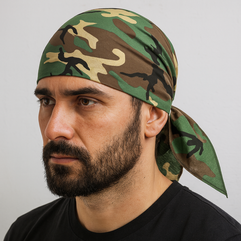 BANDANA 100% COTTON Head Wrap Durag Bandanna Summer Biker Scarf Mask - Army Camouflage V563-BANDANA-ARMYCAMO