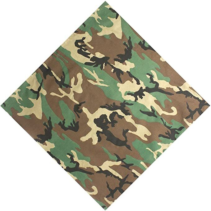 BANDANA 100% COTTON Head Wrap Durag Bandanna Summer Biker Scarf Mask - Army Camouflage V563-BANDANA-ARMYCAMO