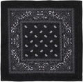 BANDANA Paisley 100% COTTON Head Wrap Durag Bandanna Summer Biker Scarf Mask - Black V563-BANDANA-BLK