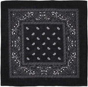 BANDANA Paisley 100% COTTON Head Wrap Durag Bandanna Summer Biker Scarf Mask - Black V563-BANDANA-BLK