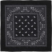 BANDANA Paisley 100% COTTON Head Wrap Durag Bandanna Summer Biker Scarf Mask - Black V563-BANDANA-BLK