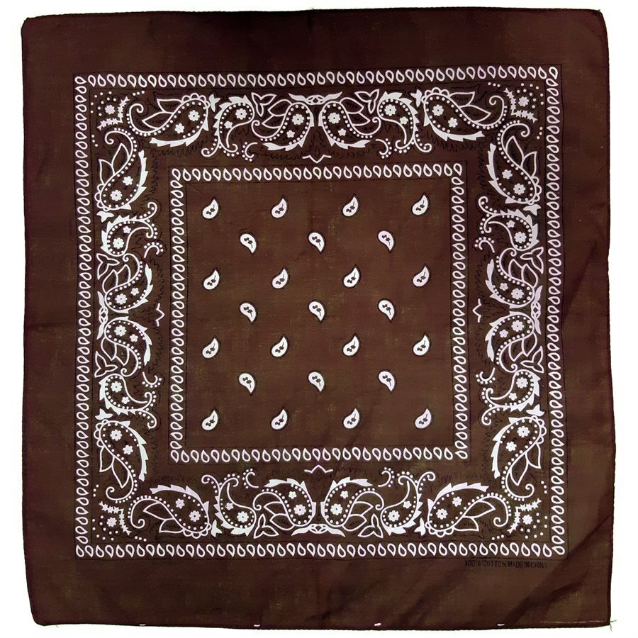 BANDANA Paisley 100% COTTON Head Wrap Durag Bandanna Summer Scarf Mask - Brown V563-BANDANA-BROWN