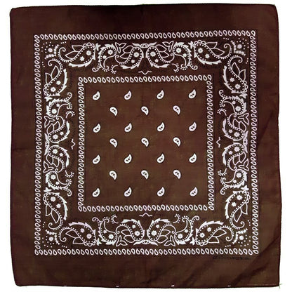 BANDANA Paisley 100% COTTON Head Wrap Durag Bandanna Summer Scarf Mask - Brown V563-BANDANA-BROWN