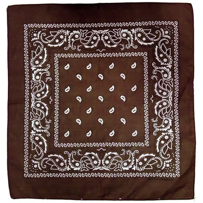 BANDANA Paisley 100% COTTON Head Wrap Durag Bandanna Summer Scarf Mask - Brown V563-BANDANA-BROWN