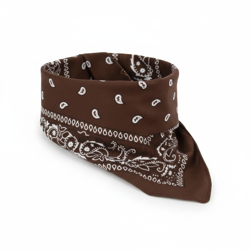 BANDANA Paisley 100% COTTON Head Wrap Durag Bandanna Summer Scarf Mask - Brown V563-BANDANA-BROWN