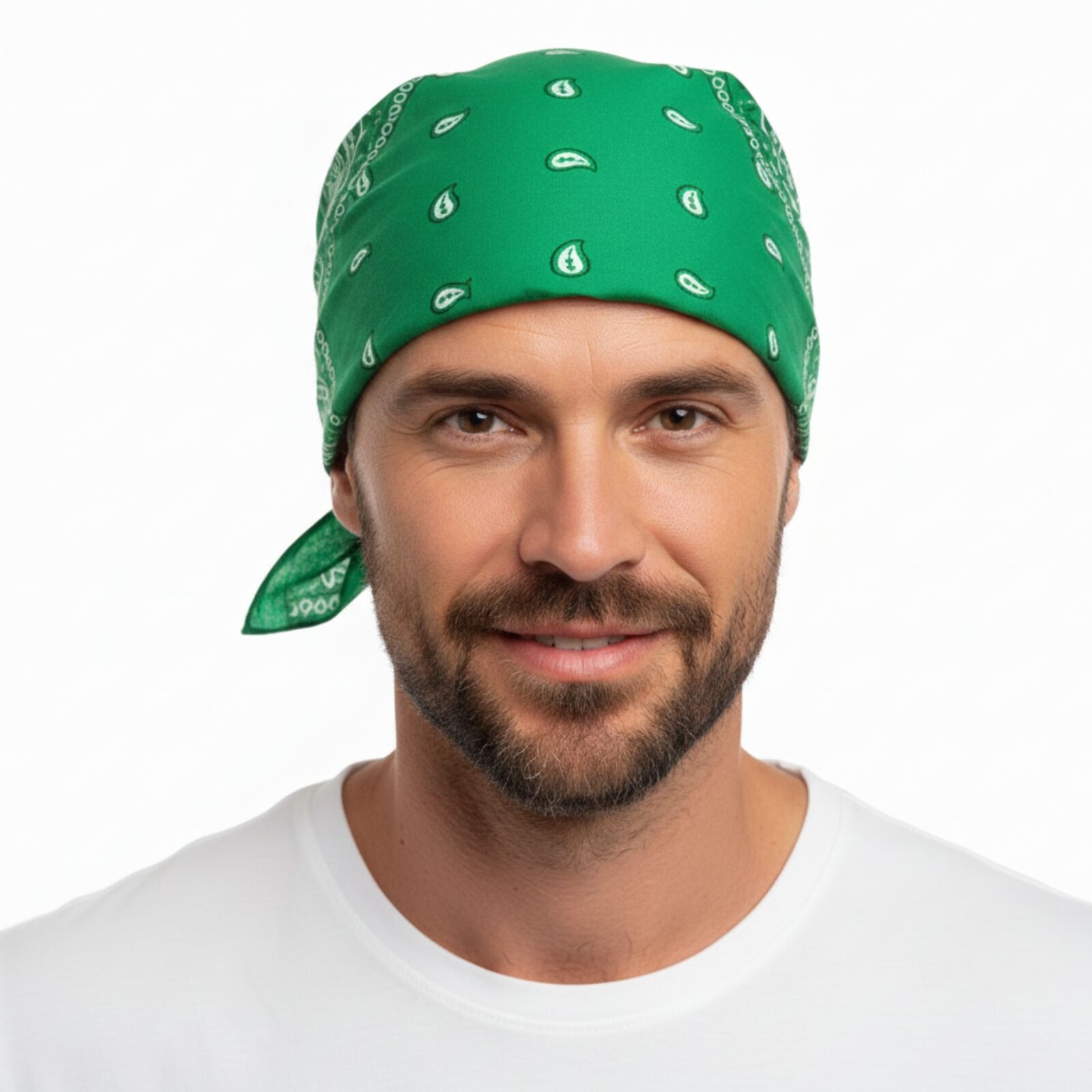 BANDANA Paisley 100% COTTON Head Wrap Durag Bandanna Summer Biker Scarf Mask - Dark Green V563-BANDANA-DRKGRN