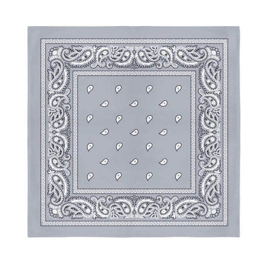 BANDANA Paisley 100% COTTON Head Wrap Durag Bandanna Summer Biker Scarf Mask - Grey V563-BANDANA-GRY