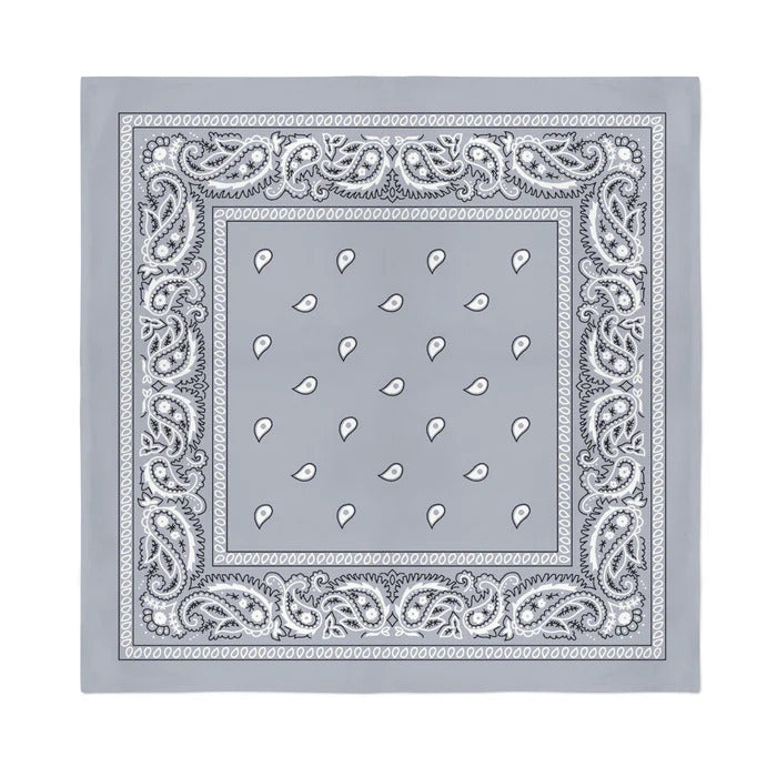 BANDANA Paisley 100% COTTON Head Wrap Durag Bandanna Summer Biker Scarf Mask - Grey V563-BANDANA-GRY