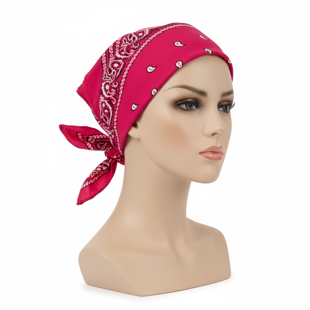 BANDANA Paisley 100% COTTON Head Wrap Durag Bandanna Summer Biker Scarf Mask - Hot Pink V563-BANDANA-HTPNK