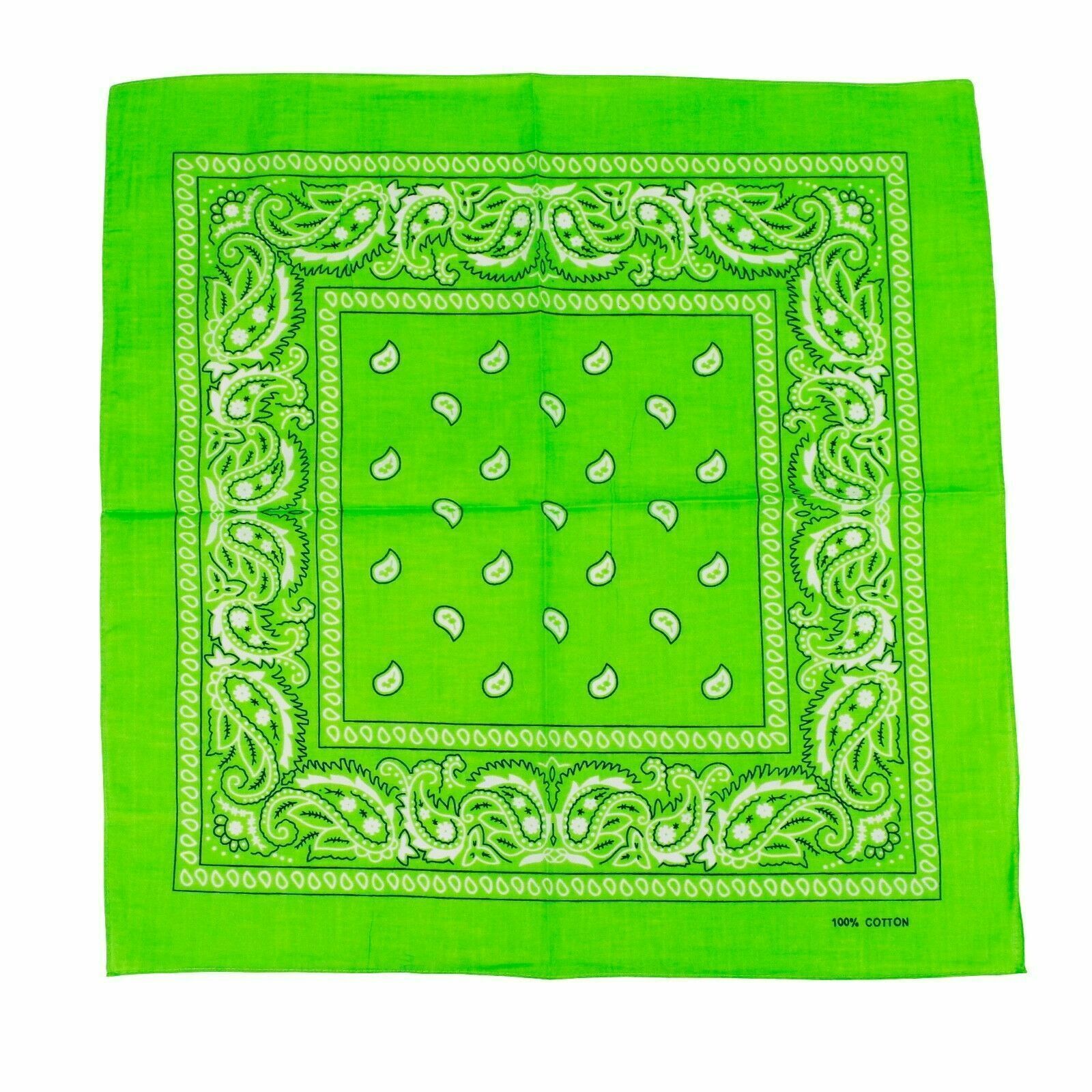 BANDANA Paisley 100% COTTON Head Wrap Durag Bandanna Summer Biker Scarf Mask - Light Green V563-BANDANA-LIGHTGRN