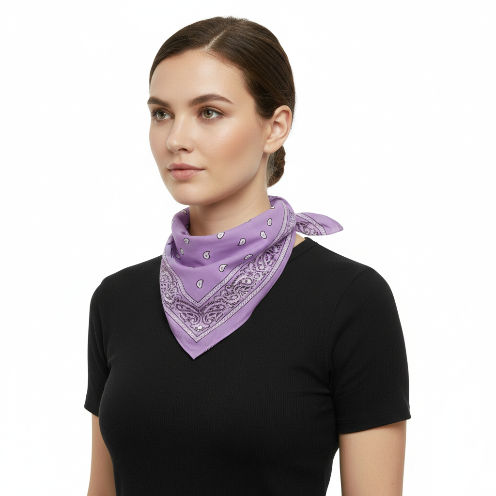 BANDANA Paisley 100% COTTON Head Wrap Durag Bandanna Summer Biker Scarf Mask - Lilac V563-BANDANA-LILAC