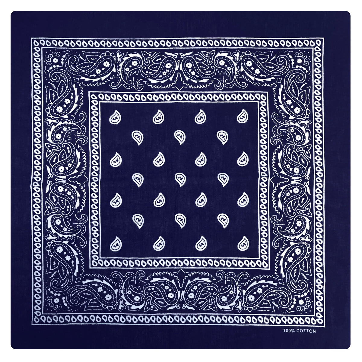BANDANA Paisley 100% COTTON Head Wrap Durag Bandanna Summer Biker Scarf Mask - Navy Blue V563-BANDANA-NVYBLU