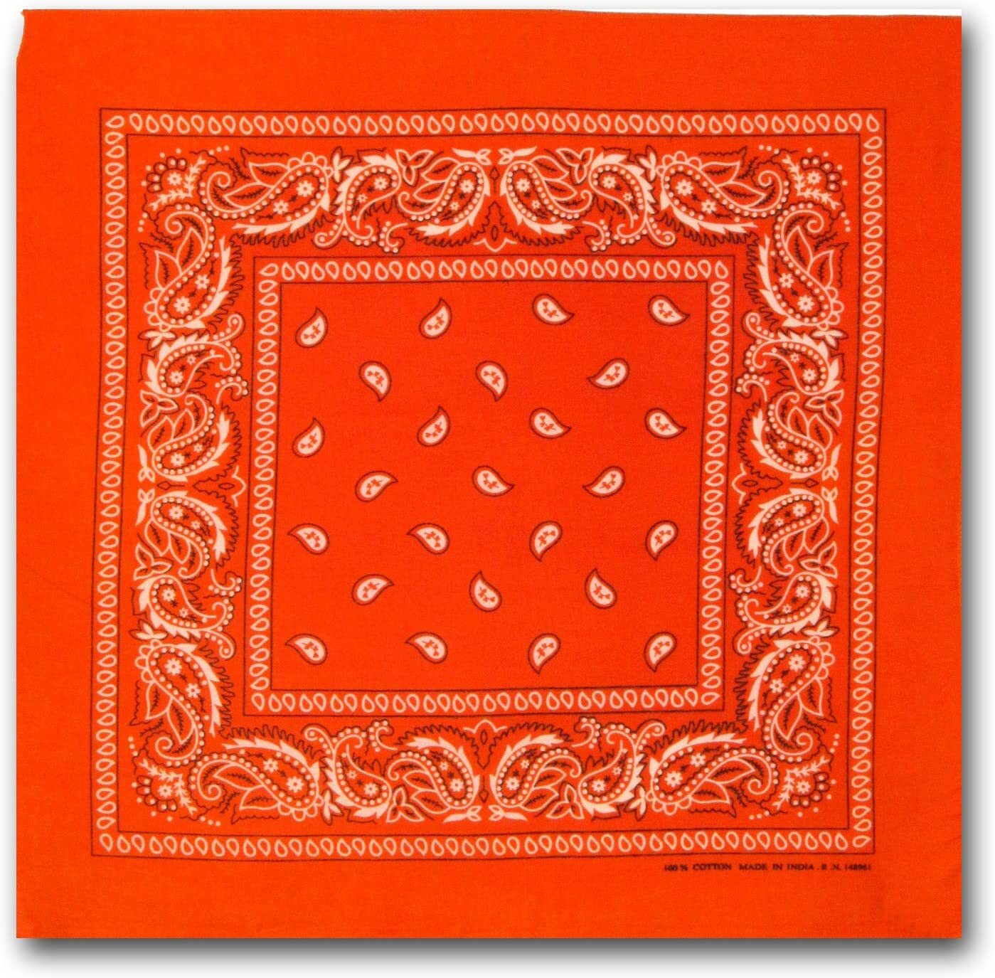 BANDANA Paisley 100% COTTON Head Wrap Durag Bandanna Summer Biker Scarf Mask - Orange V563-BANDANA-ORANGE
