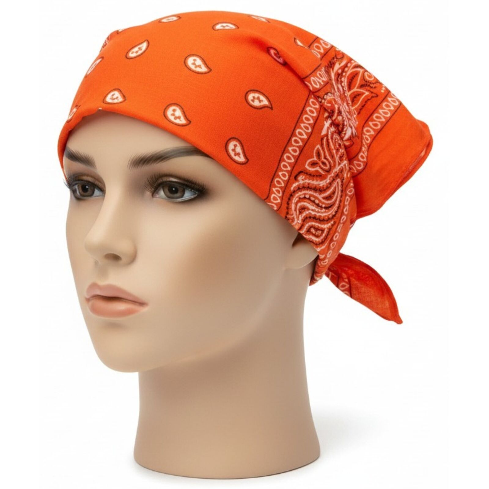 BANDANA Paisley 100% COTTON Head Wrap Durag Bandanna Summer Biker Scarf Mask - Orange V563-BANDANA-ORANGE
