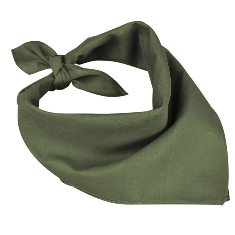 Plain Bandana 100% COTTON Head Wrap Durag Bandanna Summer Biker Scarf Mask - Army Green V563-BANDANA-PLAINARMYGRN