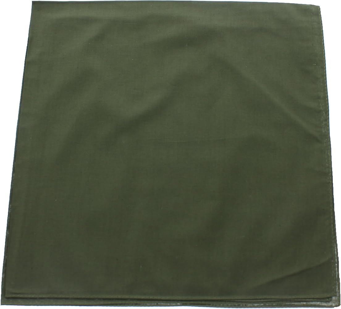 Plain Bandana 100% COTTON Head Wrap Durag Bandanna Summer Biker Scarf Mask - Army Green V563-BANDANA-PLAINARMYGRN