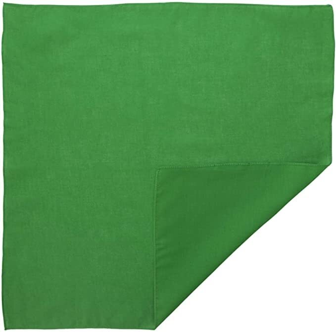 Plain Bandana 100% COTTON Head Wrap Durag Bandanna Summer Biker Scarf Mask - Green V563-BANDANA-PLAINGRN