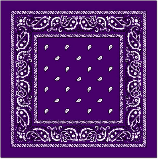 BANDANA Paisley 100% COTTON Head Wrap Durag Bandanna Summer Biker Scarf Mask - Purple V563-BANDANA-PURPLE