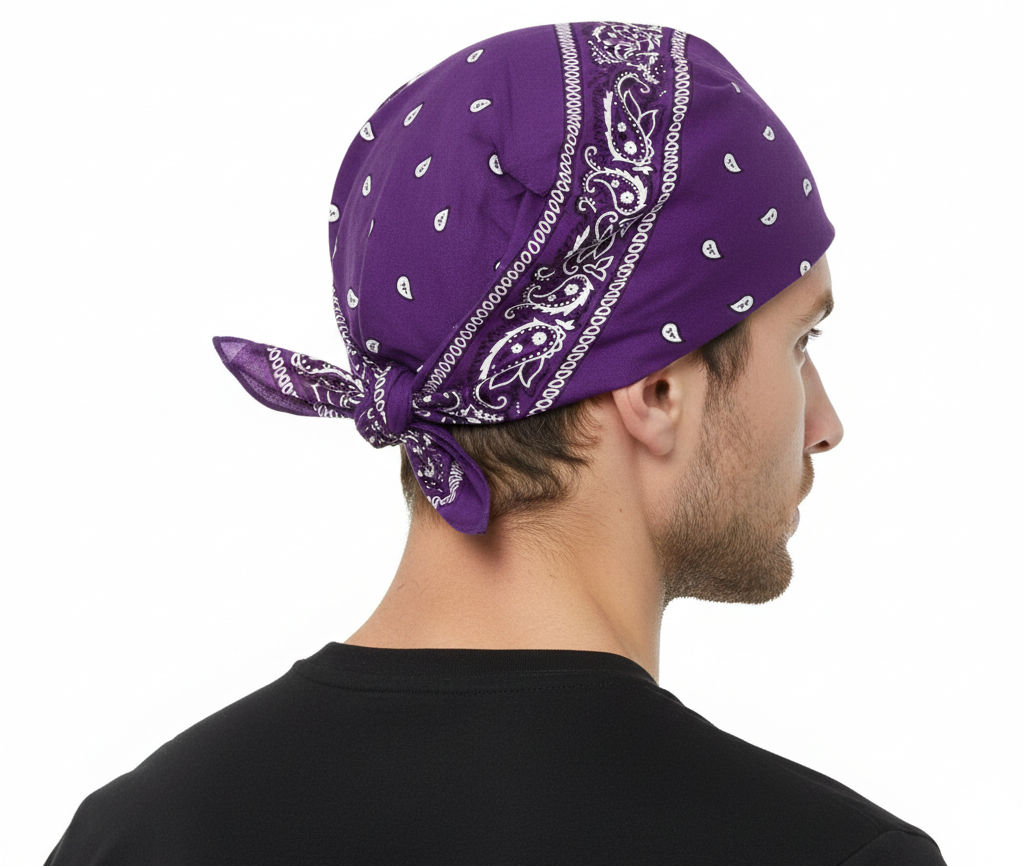 BANDANA Paisley 100% COTTON Head Wrap Durag Bandanna Summer Biker Scarf Mask - Purple V563-BANDANA-PURPLE