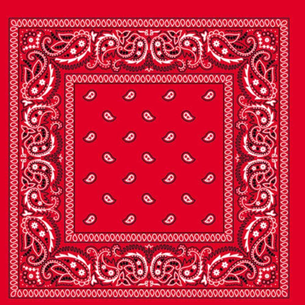 BANDANA Paisley 100% COTTON Head Wrap Durag Bandanna Summer Biker Scarf Mask - Red V563-BANDANA-RED