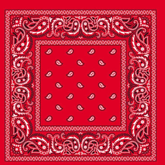 BANDANA Paisley 100% COTTON Head Wrap Durag Bandanna Summer Biker Scarf Mask - Red V563-BANDANA-RED