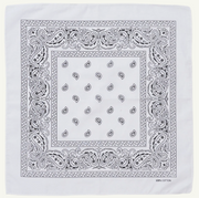 BANDANA Paisley 100% COTTON Head Wrap Durag Bandanna Summer Biker Scarf Mask - White V563-BANDANA-WHT