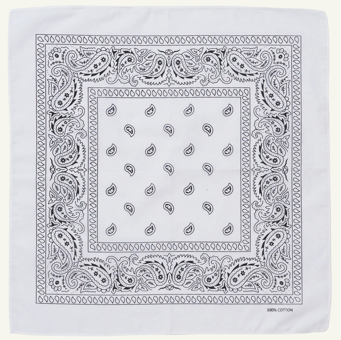 BANDANA Paisley 100% COTTON Head Wrap Durag Bandanna Summer Biker Scarf Mask - White V563-BANDANA-WHT