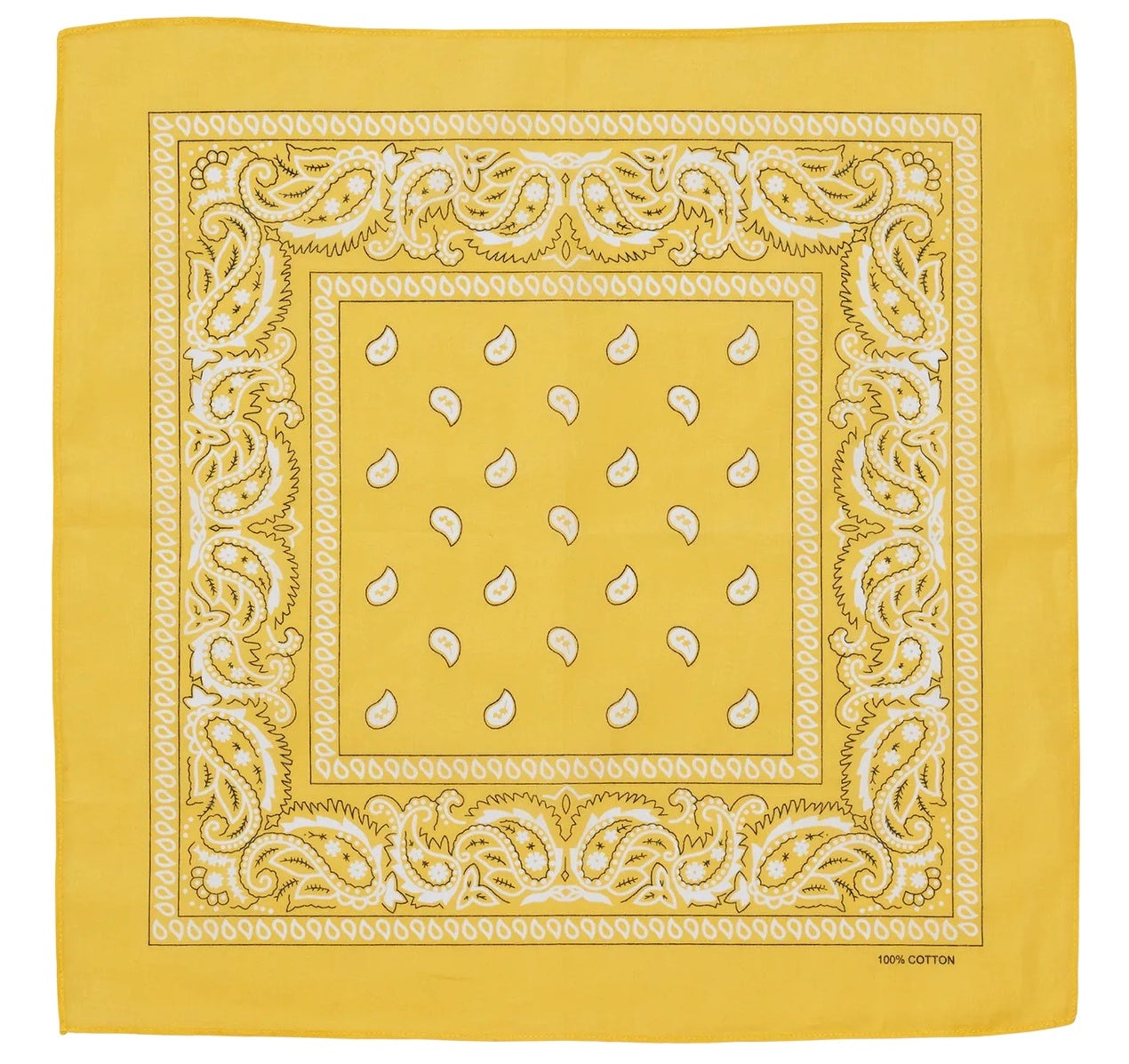 BANDANA Paisley 100% COTTON Head Wrap Durag Bandanna Summer Biker Scarf Mask - Yellow V563-BANDANA-YLW