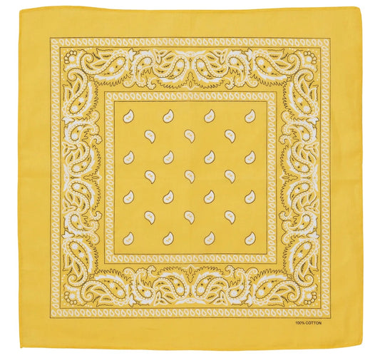 BANDANA Paisley 100% COTTON Head Wrap Durag Bandanna Summer Biker Scarf Mask - Yellow V563-BANDANA-YLW
