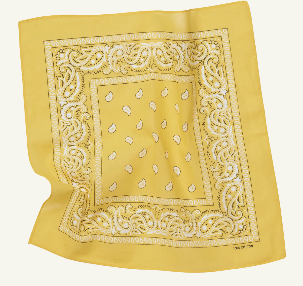 BANDANA Paisley 100% COTTON Head Wrap Durag Bandanna Summer Biker Scarf Mask - Yellow V563-BANDANA-YLW